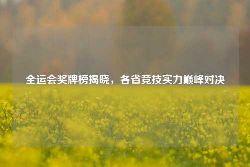 全运会奖牌榜揭晓，各省竞技实力巅峰对决